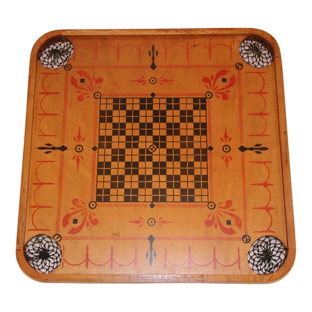 Antique Carrom Large Wooden Game Board Double-Sided No. 1 Archarena Style (E) For Sale