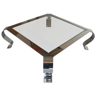 Vintage Mid Century 46in Chrome and Glass Coffee Table For Sale