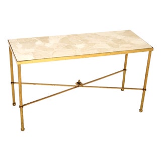 Vintage French Brass and Marble Coffee Table, 1960 For Sale