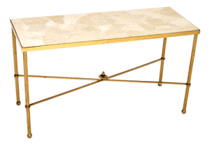Vintage French Brass and Marble Coffee Table, 1960