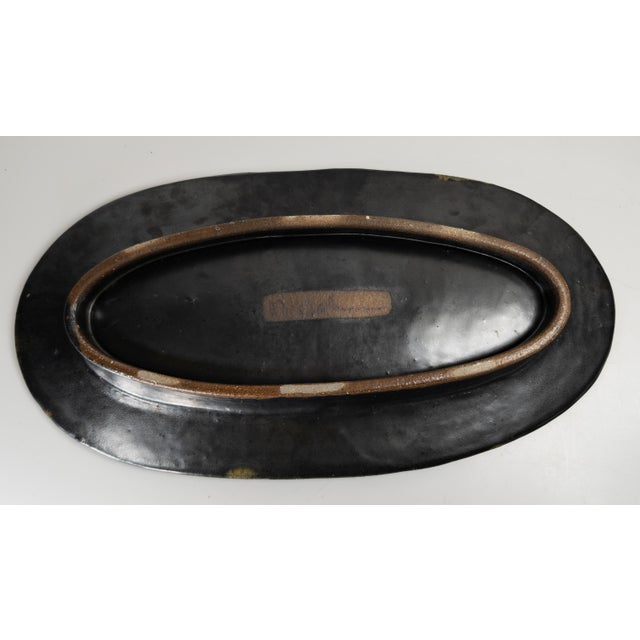 Mid-Century Modern Studio Art Pottery Tray With Abstract Design, Signed Illegibly For Sale - Image 10 of 14