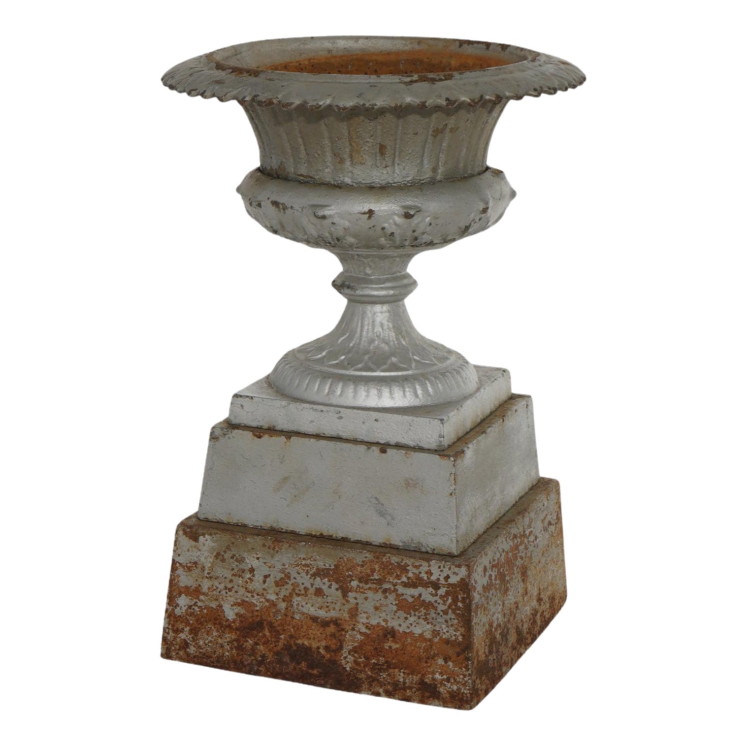 Antique Fiske School Cast Iron Garden Urn on Plinth, Circa 1890 Chairish
