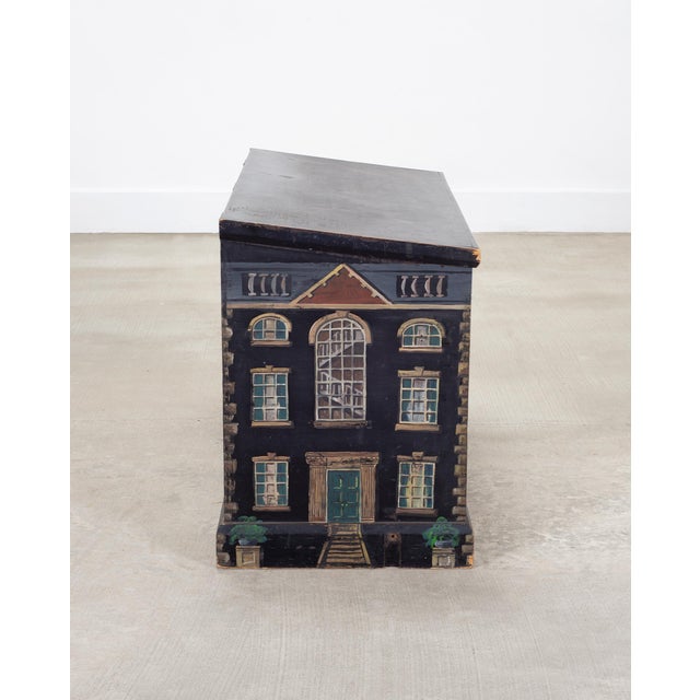 19th C. English Georgian Painted Pine Blanket Chest Manor Façade For Sale - Image 9 of 18