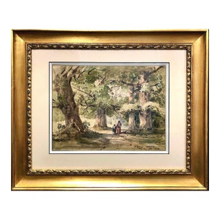 19th-Century French Impressionist Landscape in Watercolor by Paul Roux (1845–1918) For Sale