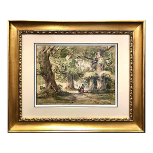 19th-Century French Impressionist Landscape in Watercolor by Paul Roux (1845–1918)