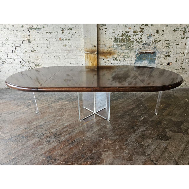 Mid-Century Modern Vladimir Kagan Walnut and Acrylic Custom Dining Table - 102 Inches For Sale - Image 3 of 18