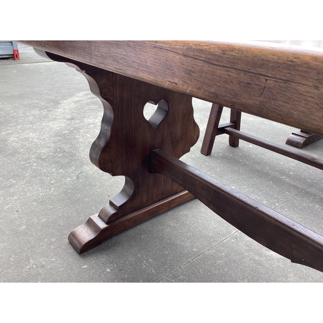 French Vintage Solid Oak Monastery Table For Sale - Image 11 of 12