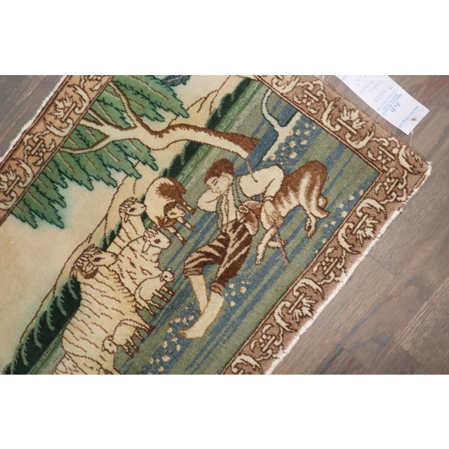 Vintage Persian Tabriz Sheep Pictorial Rug no. j4038 For Sale - Image 4 of 6