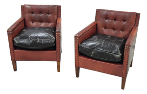 Club Chairs in Leather attributed to Otto Schultz, Sweden, 1940s, Set of 2