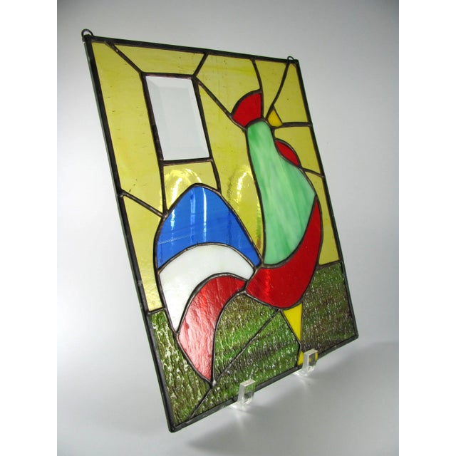 Stained Glass Good Morning Rooster Farm Farmhouse Chanticleer Chicken Cock Window Hanging Leaded For Sale - Image 4 of 10