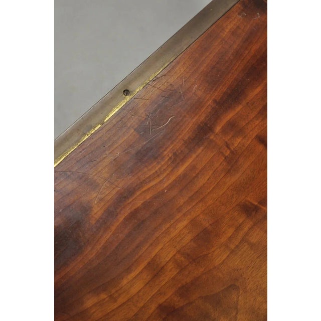 Antique English 4 Drawer Brass Banded Burr Walnut Campaign Chest Dresser For Sale - Image 11 of 15