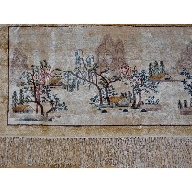Silk Pictorial Rug with Landscape For Sale - Image 4 of 8