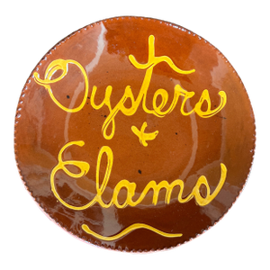 Signed Nantucket Style “Oysters + Clams” Slip Red Ware Plate