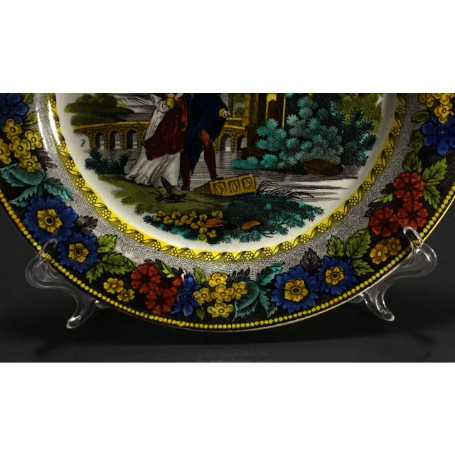 1830s Creil-Montreau French Faience Polychrome Transfer Plate Courting Couple For Sale - Image 4 of 17