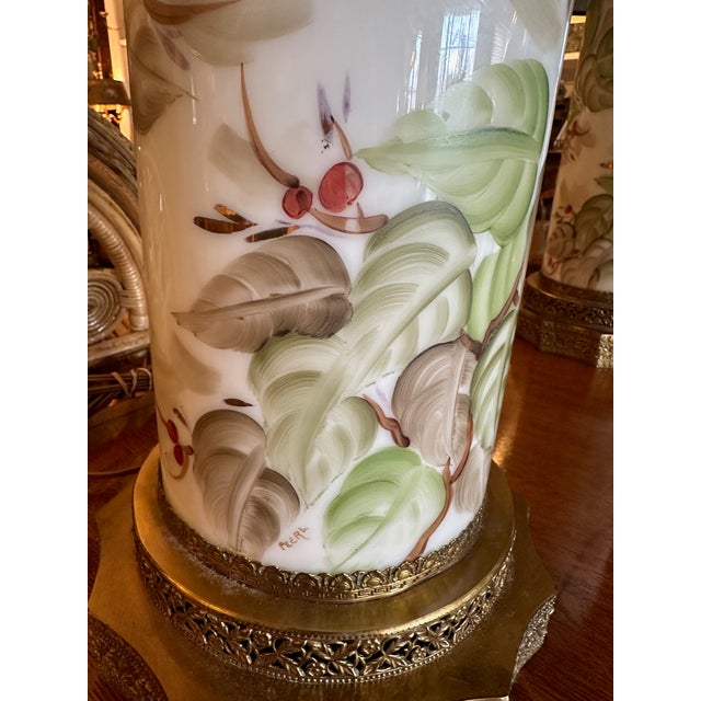 Chinese Porcelain Lamps With Brass Bases and Custom Shades -a Pair For Sale In Philadelphia - Image 6 of 13