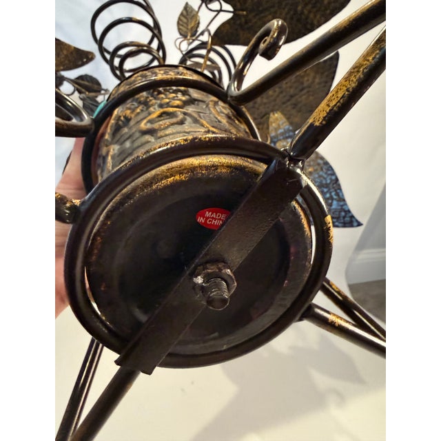 Late 20th Century Vintage Wrought Iron Floral Bouquet Wine Rack For Sale - Image 5 of 5