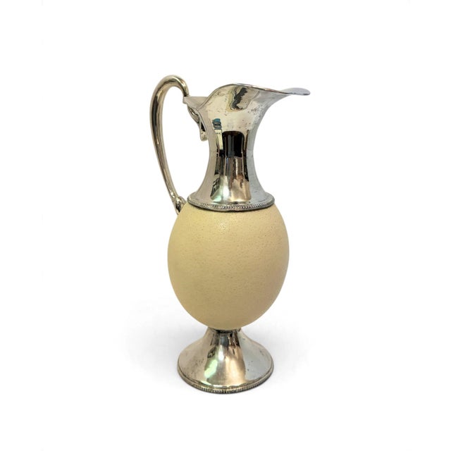 Vintage Ostrich Egg Shell & Sterling Silver Pitcher For Sale - Image 9 of 17