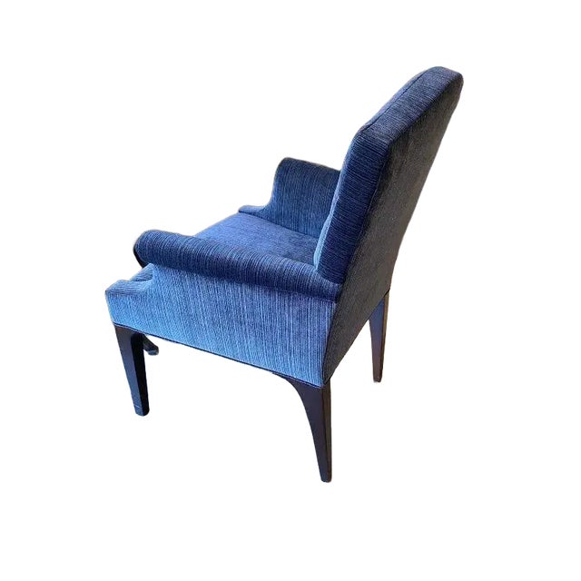 Wood Century Furniture Trevor Armchair in Blue Velvet For Sale - Image 7 of 9