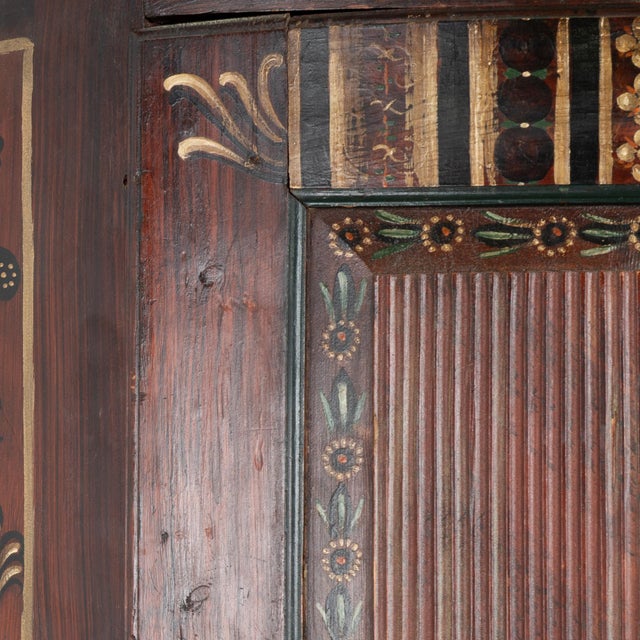 Mid 19th Century Original Brown Painted Swedish Pine Corner Cabinet Cupboard Dated 1839 For Sale - Image 5 of 12