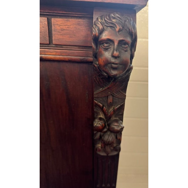 Late 19th Century Figural Carved Jacobean Style Throne Armchair With King and Queen For Sale In Boston - Image 6 of 15