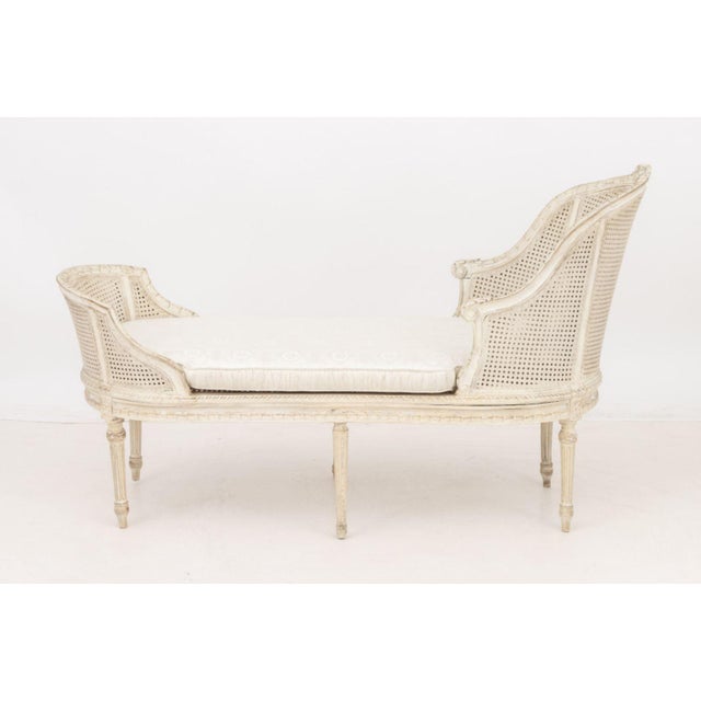 Louis XVI Style Caned Tete-a-Tete Chaise Longue For Sale - Image 10 of 10