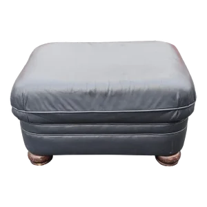 Bradington Young Black Top Grain Leather Ottoman