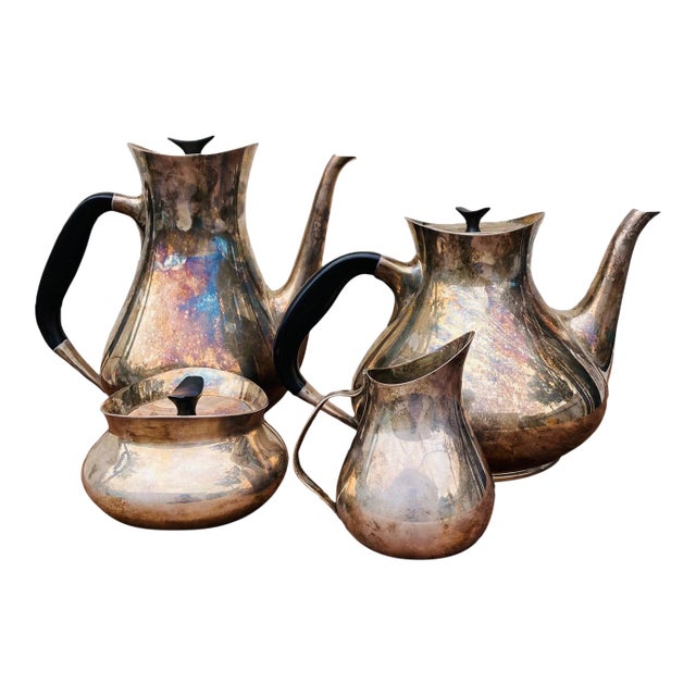 Mid Century 4 Piece Danish Cohr Coffee Tea Set For Sale