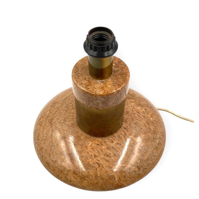 Hollywood Regency Pink Granite and Brass Table Lamp Base, Italy, 1970s For Sale - Image 13 of 18