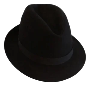 Rare Vintage Borsalino Fur Felt Hat Italy Small Size 4 Ladies or Youth Black Ardilla Feather Weight Mint Perfect Like New