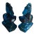 Peacock Blue Glass Rearing Horse Statues From 1940’s Art Deco Mid Century For Sale