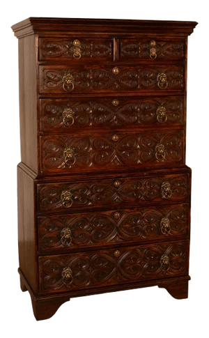 18th C. English Carved Chest on Chest