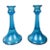 Vintage Iridescent Blue Glass Candlesticks - A Pair For Sale