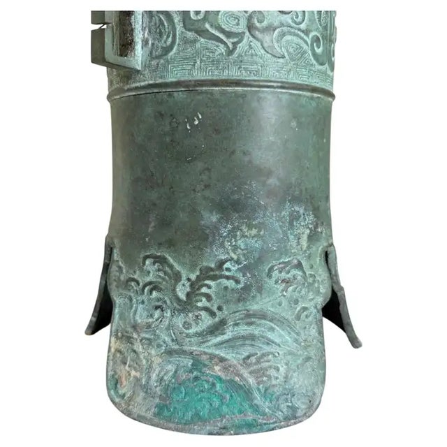 Late 20th Century Mid Century Modern James Mont Style Tall Patinated Bronze Table Lamp, Japan For Sale - Image 10 of 14