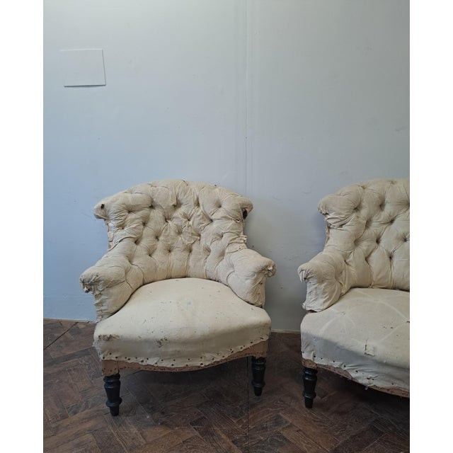 Pair of Napoleon III Upholstered Armchairs – Deconstructed for Re-Upholstery For sale by Hutton-Clarke Antiques A...