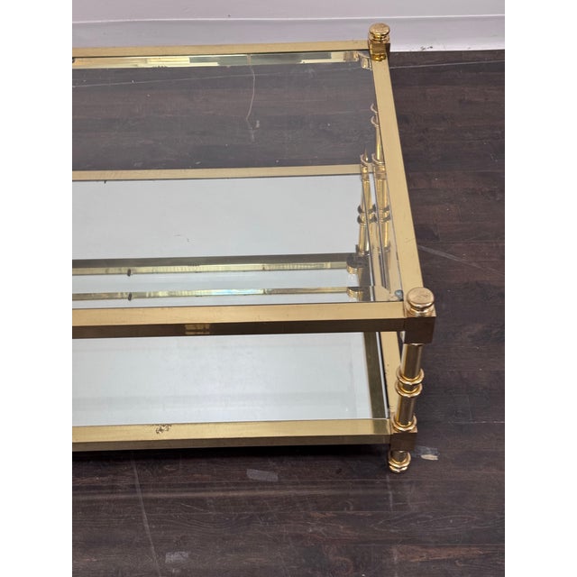 Circa 1970's Italian Brass Two Tiered Coffee Table For Sale - Image 12 of 12