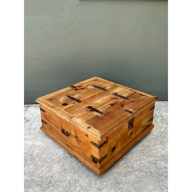 Vintage Rustic Wood Storage Coffee Table For Sale - Image 10 of 12