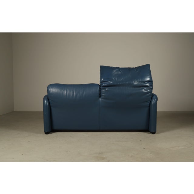 Maralunga 2-Seater Sofa in Blue Leather by Vico Magistrettifor Cassina, Italy, 1973 For Sale - Image 10 of 16