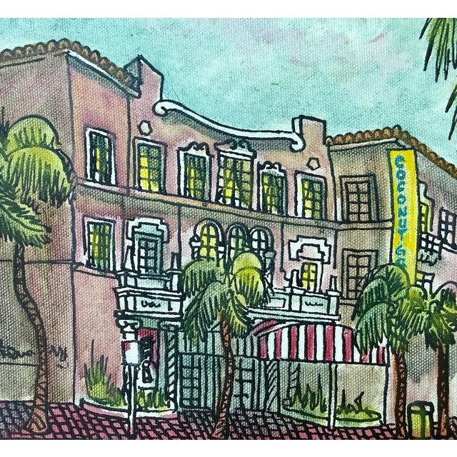 1980s 1980's Coconut Grove Cityscape Mixed Media For Sale - Image 5 of 9