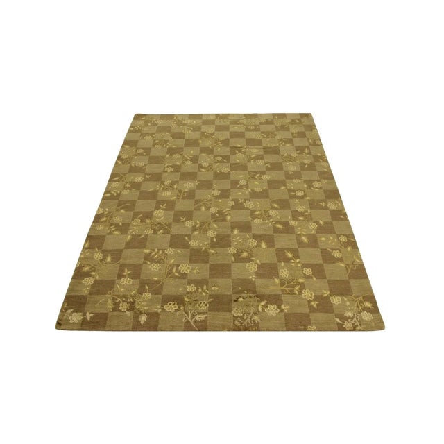 Exact Size: 6'0" x 8'10" Color: Brown Age: New Materials: Wool, Natural Silk Construction: Hand Knotted Origin: Nepal