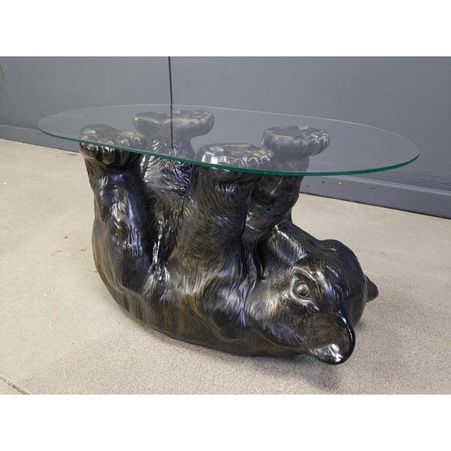 Vintage Sculptural Black Bear Coffee Table with Glass, 1970 For Sale - Image 4 of 12
