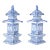 Pair of Chinese Blue and White Porcelain Lidded Pagoda Form Tea Caddies For Sale
