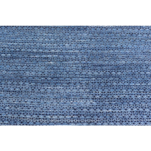 Charcoal Mamluk Rug With Ottoman Design in Navy Blue by Keivan Woven Arts 8'11 X 11'8 For Sale - Image 8 of 12