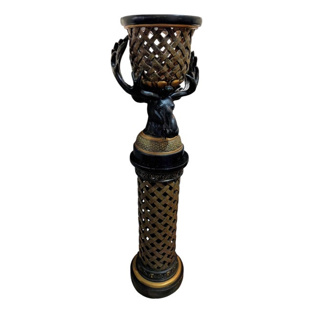 Majestic Rare Moose Pedestal Urn For Sale