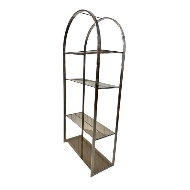 Postmodern Vintage Milo Baughman Flat Bar Chrome Etagere's - Set of 2 For Sale - Image 3 of 6