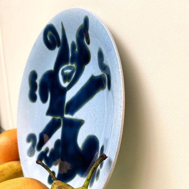 Blue Mid‑Century Modern French Blue Ceramic Dish from Yvonne Gisclard‑Cau, 1960s For Sale - Image 8 of 12