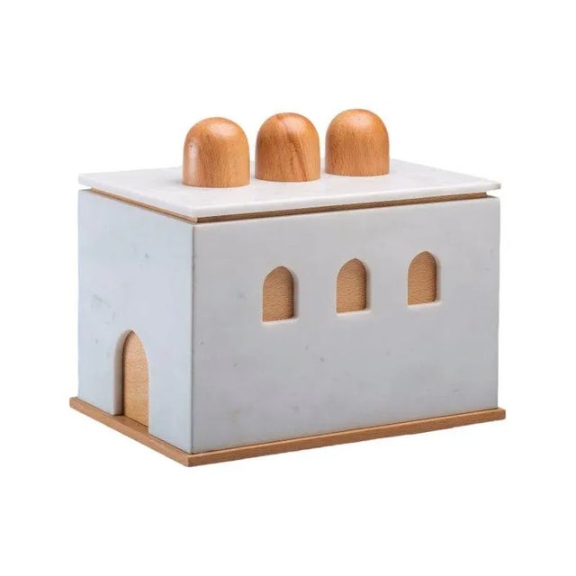 White Marble and Wood Quba Box by Gabriele D'angelo for Kimano For Sale - Image 8 of 8