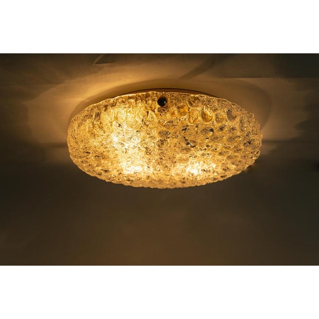 Large Round Ice Glass Flush Mount from Hillebrand, Germany, 1970s For Sale - Image 6 of 8