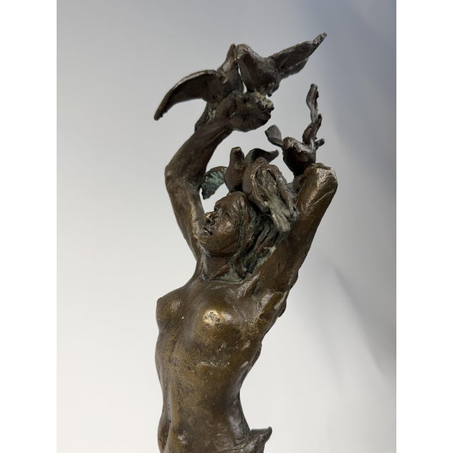 Female Figure with Flocks of Birds, 1920s-1940s, Bronze For Sale - Image 15 of 17