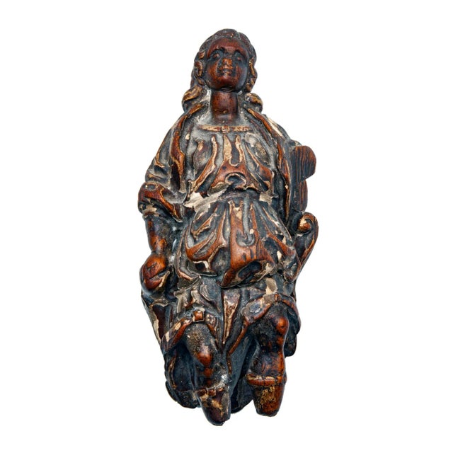 Antique Carved Wooden Female Sculpture For Sale - Image 10 of 10