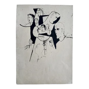 Vintage Abstract Grouping of Faces Print